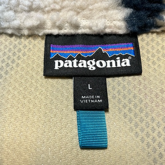 EXC🔥 Patagonia Retro-X VEST Women’s L Brass Hawk Smoulder Blue Sherpa Deep Pile - Picture 9 of 14